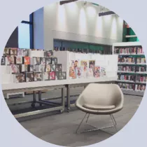 photo of the markham library and a chair