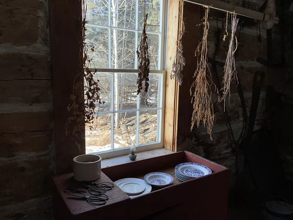 log cabin window