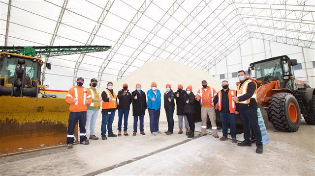 Markham Mayor Frank Scarpitti and City staff showing the City's Winter Maintenance equipment and supplies at the East Markham Operations Yard.